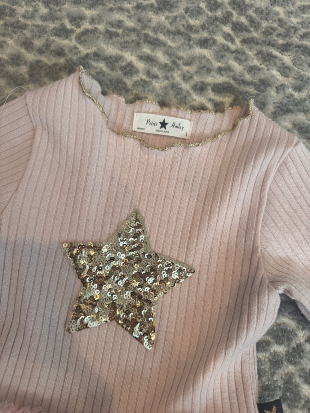 Petite Hailey Pink Star Tulle Dress with Gold Sequin Star - Picture 2 of 4
